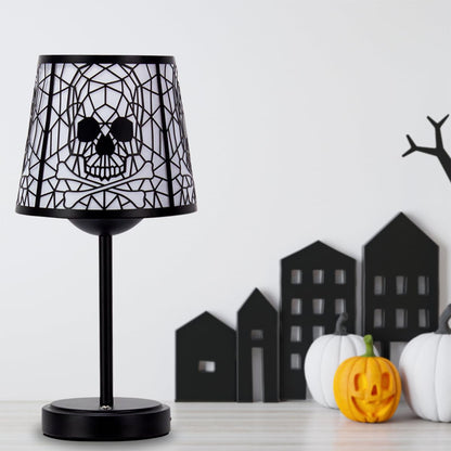 Skull and Crossbones Table Lamps, Black Base with Decorative Shade, 3-level brightness touch Halloween Gothic style table lamp, suitable for/bar/restaurant/bedroom/decorative lighting, 2 packs. ﻿