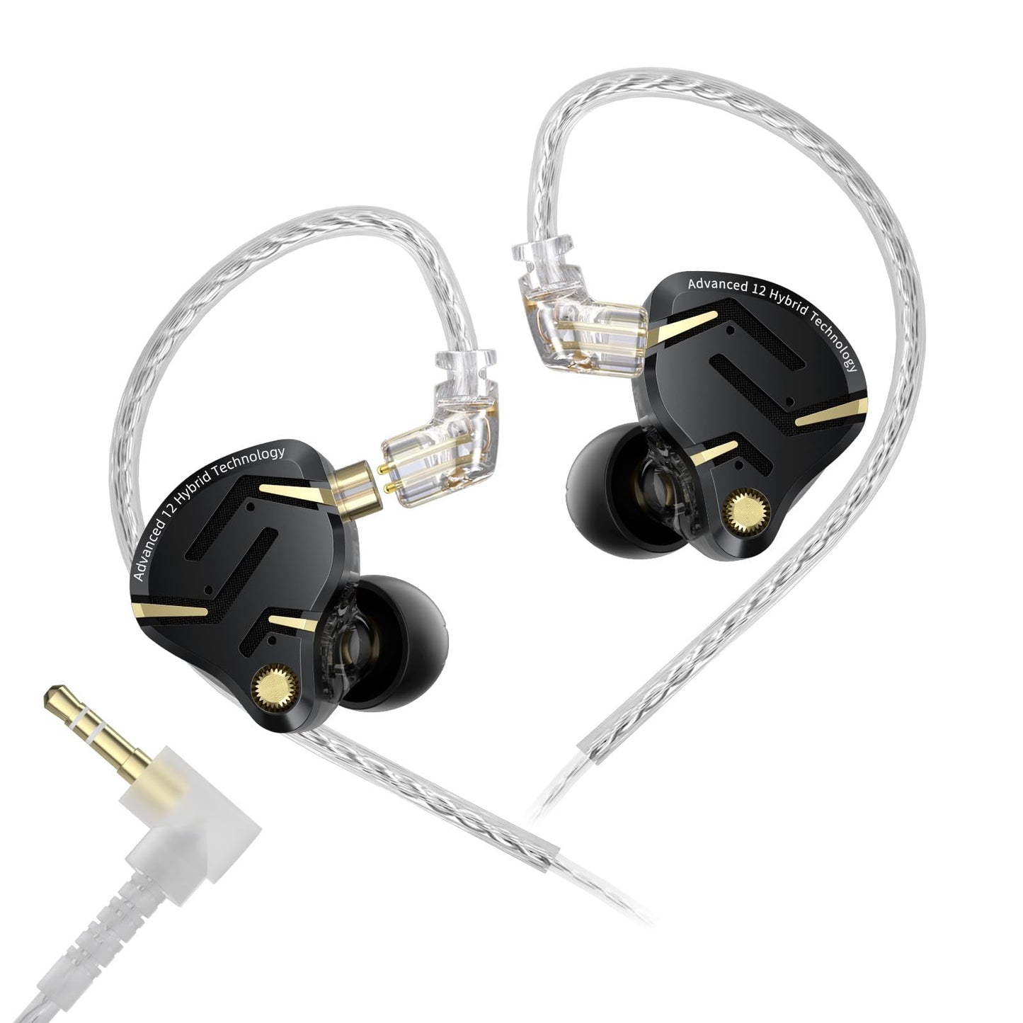 KZ ZS12 PRO 2 in Ear Monitor Headphones, 5BA+1DD 6 Hybrid Driver Gaming Earbuds Wired Earphones, HiFi Clarity Sound Immersive Bass IEMs for Gaming Musician Singer Audiophile (Black without Microphone)