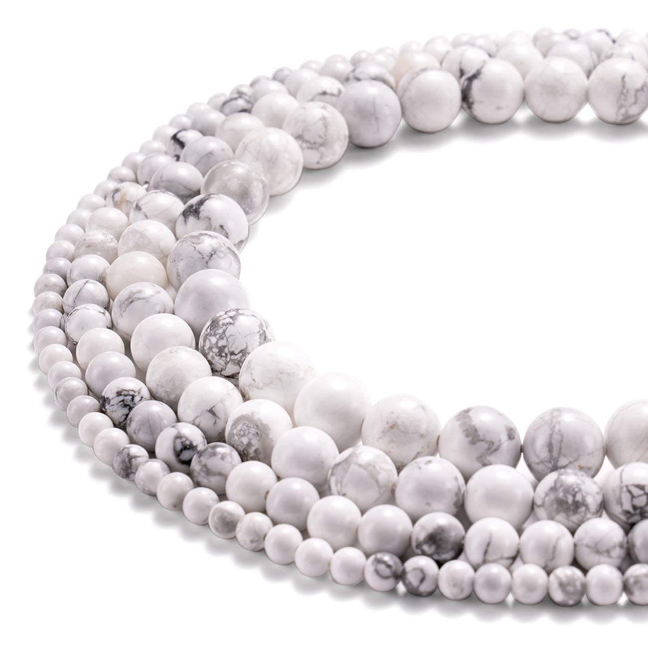 BEADIA Natural White Howlite Stone Round Loose Semi Gemstone Beads for Jewelry Making 10MM 38PCS