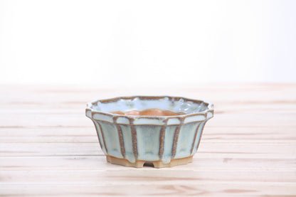 Willow Bonsai Ceramics Flower Design Bonsai Pot 4.5 Inch – Elegant Ceramic Bonsai & Succulent Pot, High‑Fired Frost‑Proof Stoneware with Drainage+Wiring Holes, Handmade USA (Glacier, 4.5inch)