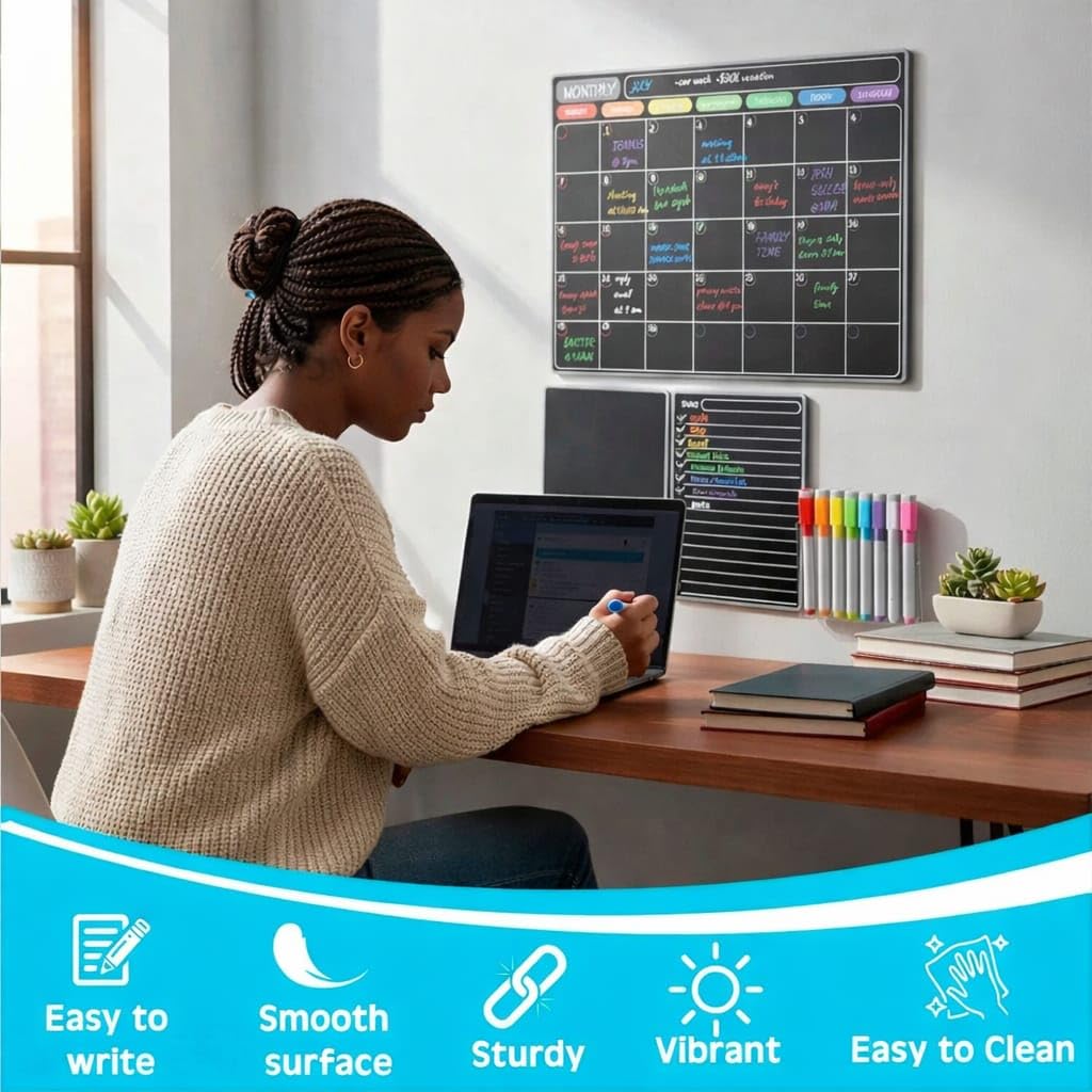3 Pack Magnetic Dry Erase Calendar for Refrigerator Monthly, Weekly & Daily Fridge Planner Board for Meal Planning, Grocery Lists, to Do Notes, Family Schedule & Chore Chart Organizer