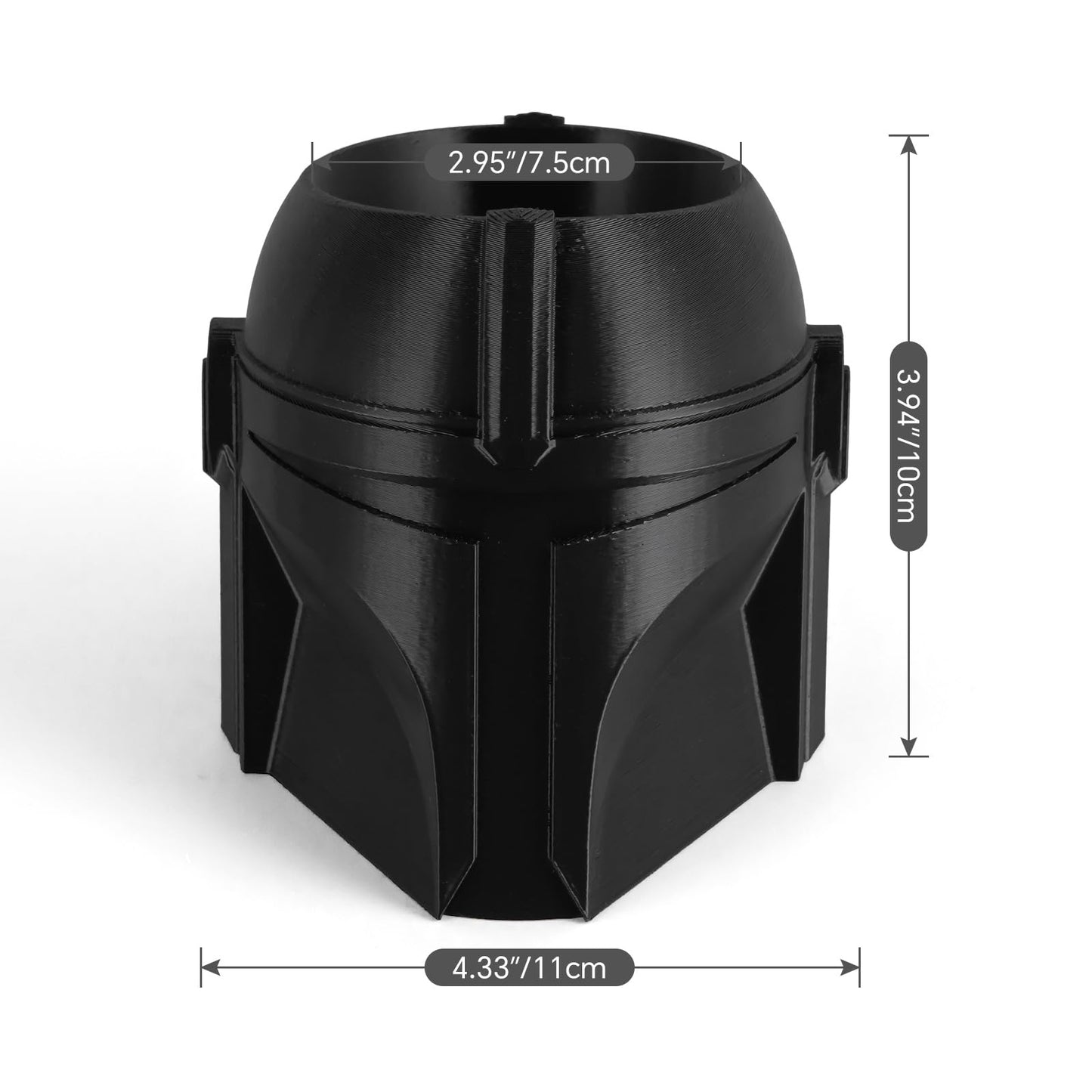 KwatTsz Cool Helmet Pen Holder, Armor Figurine Pencil Holder for Office Desk Decor, 3D Printed, Black, Durable and Fun Gift Idea