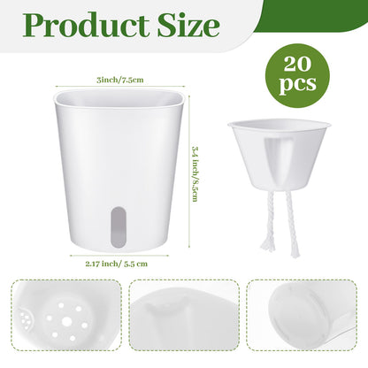 Bruislard 20 PCS 3 Inch Self Watering Pots for Indoor Plants, Plastic Flower Plant Pot with Level Indicator Vents, Self Watering Plant Pot for Flowers