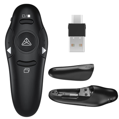 2-in-1 USB Type-C Presentation Clicker, Clikcer for Powerpoint Presentations, Presentation Clicker Wireless Presenter Remote Clicker with Volume Control, Presentation Remote Google Slide Advancer