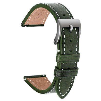 ULLCHRO Leather Watch Straps for Men & Women - Quick Release - Stainless Steel Buckle - Replacement Strap - Band With 17mm, 18mm, 19mm, 20mm, 21mm, 22mm (20mm, Green)