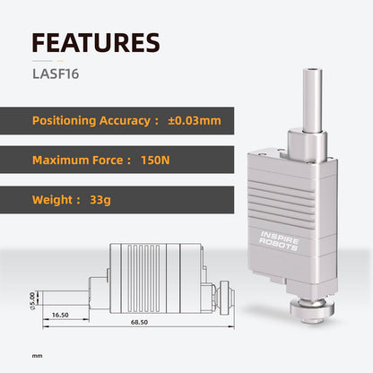 High Precision Micro Linear Servo Actuator with Force Control Sensor,Stroke 16mm,Force 12.6lbs(56N), Speed 26mm/s | for Robotics,Industrial Automation,Medical and Healthcare Equipment|LASF16-034D