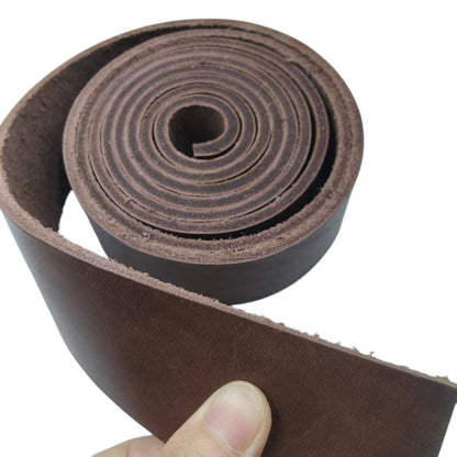 Premium Leather Strap, Brown Genuine Leather Strips, Heavy-Duty Leather Strip 4-5 Millimeters Thick (10-12.5 Ounces), Full Grain Leather Strips for Crafts (Brown 0.79"× 80")