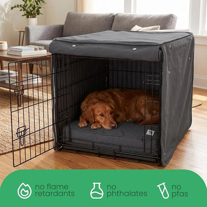 Molly Mutt I'm a Realist Dog Crate Cover, 100% Cotton Canvas Cover with 2 Roll-Up Panels, Ideal for Dog or Cat Crate, Durable, Washable, and Free of Harmful Chemicals, 42" x 28" x 31"