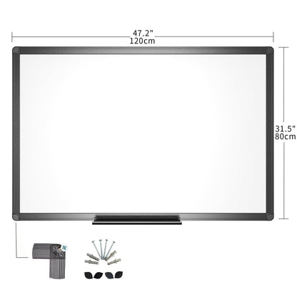 VIZ-PRO Magnetic Dry Erase White Board, 48 X 32 Inches, Black Aluminium Frame