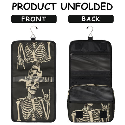 AUUXVA Hanging Toiletry Bag for Women, Halloween Skeleton Makeup Bag, Day of the Dead Cosmetic Bag, Travel Essentials for Women Men
