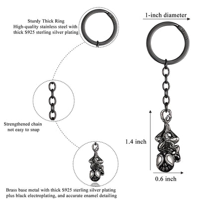 RZCXBS Spider Keychain for Backpack,Superhero Keychain with Gift Box,Brass and S927 Silver,Ideal for Holiday Gifts,Halloween,Christmas(Black-Upright)