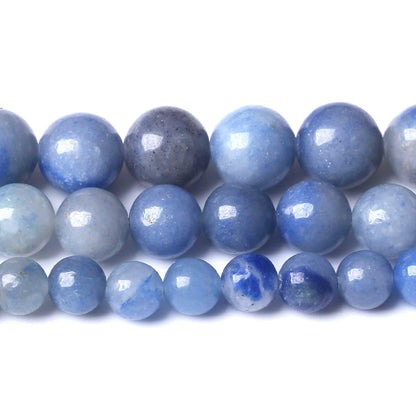 32PCS 12MM Natural Blue Aventurine Beads Round Loose Stone Beads for Jewelry Making DIY Energy Stone Healing Power Bracelet 15"