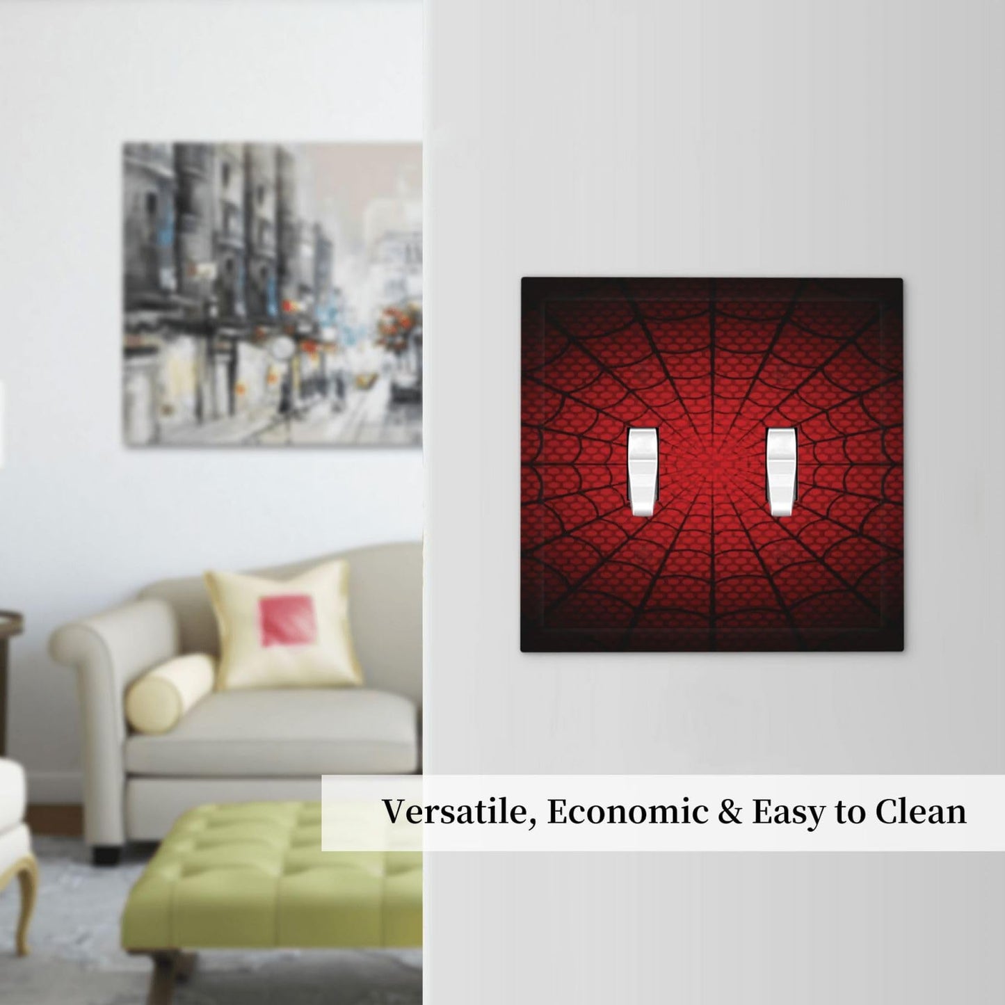 Decorative Switch Plate Covers Spider Web 2 Gang Double Toggle Light Switch Cover Plate Electrical Wall Plate Outlet Cover for Nursery Kids room Decor