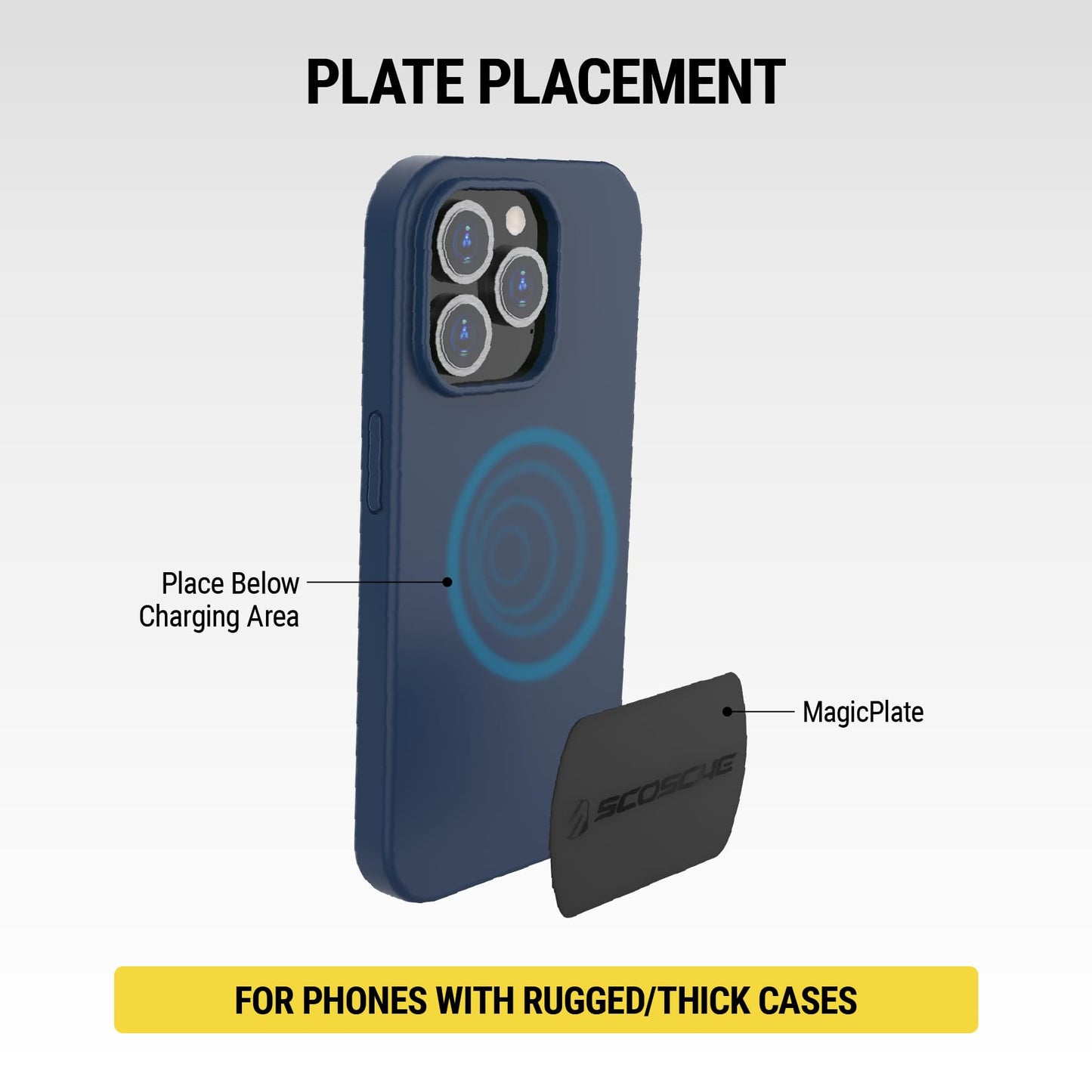 Scosche MAGRKI MagicMount Replacement Metal Plate Kit for Phone, Metal Plates for Magnetic Mount Cell Phone Holder for Car, Universal with All Devices and Phone Case, Black