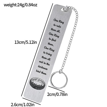 3Pcs Fantasy Bookmark Set - Metal Bookmarks with Elvish Leaf Pendant, Sword Charm & Evenstar Engraving, Epic Quotes Carved Jewelry for Book Lovers, Dark Academia Gifts for Readers (3Pcs-Silver)