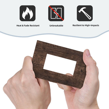WMHUSU Decorative Outlet Covers Rustic Dark Brown Wood Grain Farmhouse Cabin 1 Gang Single Decora GFCI Device Light Switch Covers Plate 1 Rocker Wall Plate Jumbo Switch Cover Plate (2 Pack)