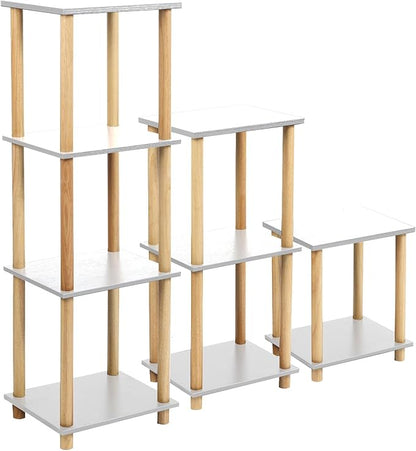 4-Tier White Bookshelf, Wooden Bookcase with Open Shelves, for Small Spaces,Living Room Bedroom Office,No-Tool Assembly,11.8" D x 14.1" W x 47.2" H inches.