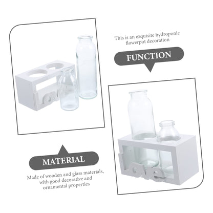 VICASKY Glass Terrarium Vase with Wooden Stand for Hydroponic Plants Modern Desktop Decoration Indoor Water Planter for Flower Arrangements Stylish Home Decor