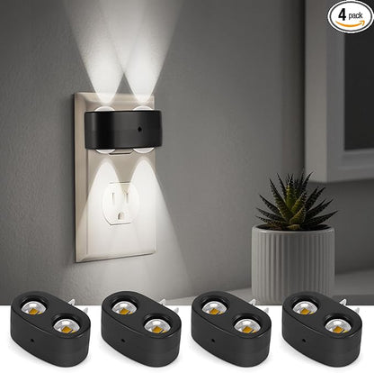 4 Pack LED Night Light Plug-in Wall, 100 Lumens 4000K Cool White, Auto On/Off Dusk to Dawn Sensor, Adjustable Swivel Head for Indoor – Ideal for Hallway, Stairs, Bedroom, Bathroom, Kitchen