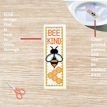 FREEBLOSS 6 Set Cross Stitch Bookmark Kits Insect Pattern Bookmark Cross Stitch Kits with Instructions Punch Needle Embroidery Kit for Beginners, Handmade Bookmarks for Book Lover Reading Day Gift