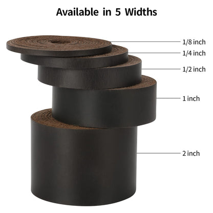 Ringsun 1/2 Inch Wide Flat Leather Straps for Crafts, Full Grain Leather Strips Cord String for Crafts, Tooling (2mm Thick 72.5 Inches Long Black Coffee)