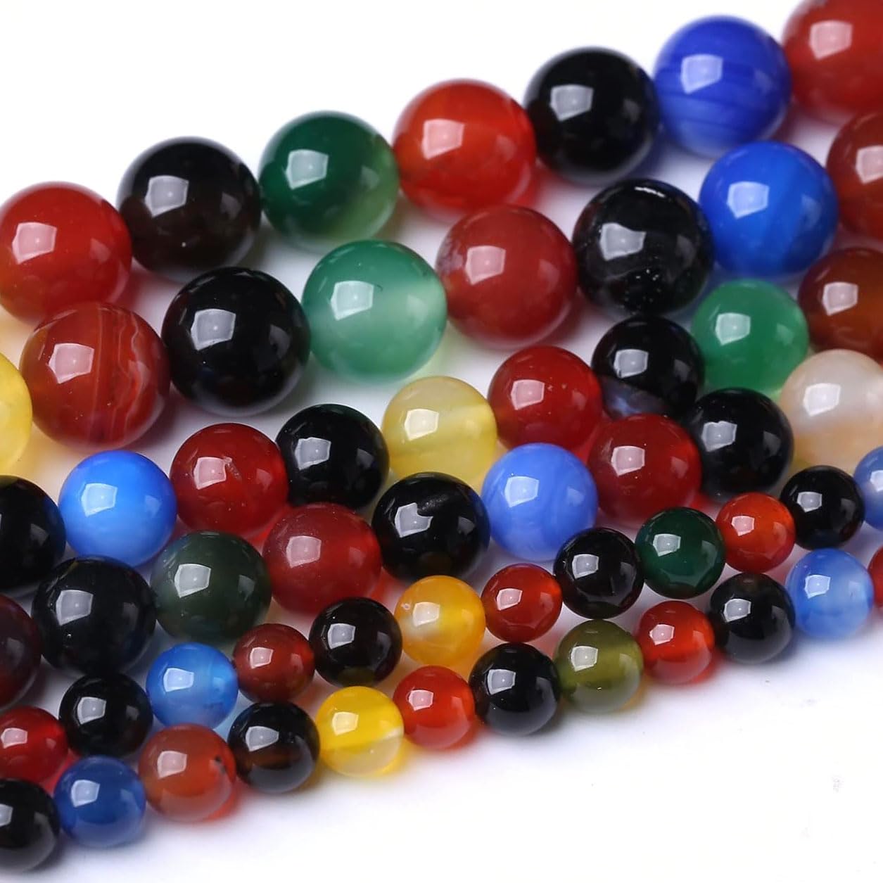 36PCS 10MM Natural Colorful Agate Stone Beads Energy Healing Beads for DIY Jewelry Bracelet Necklace Making for Jewelry Making15Inch