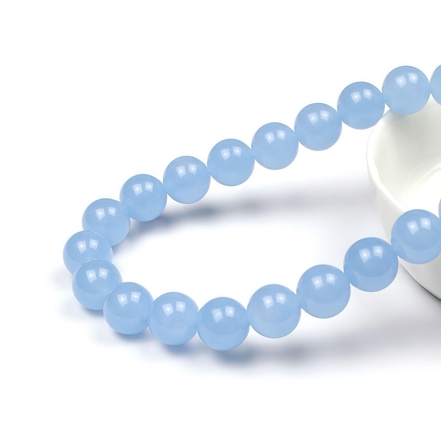 MJDCB Natural Aquamarine Chalcedony Round Loose Beads for Jewelry Making DIY Bracelet Necklace (12mm)