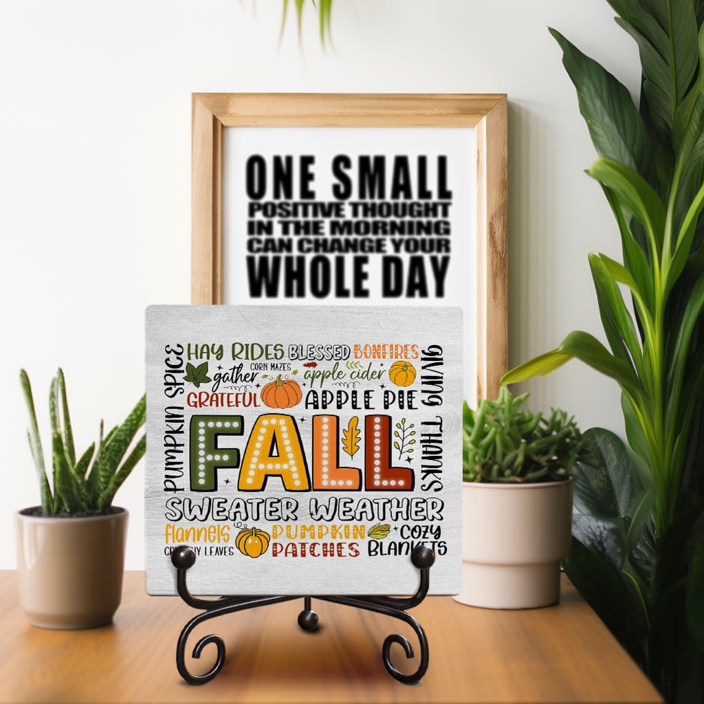 Halloween Fall Decor Wooden Signs Hello Fall Pumpkin Party Gifts, for Friends Child Coworker, Funny Halloween Birthday Christmas Wooden Sign Gift, 5 x 5 Inches-G04