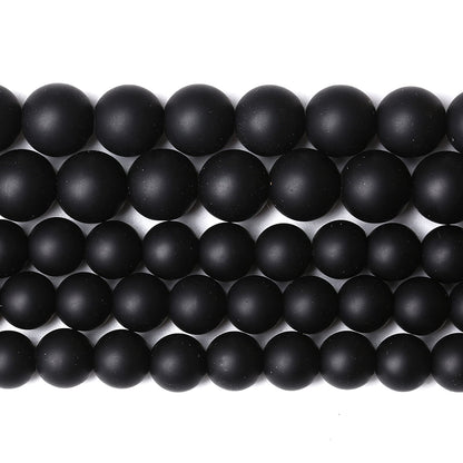 4MM 86PCS Natural Stone Matte Black Agate Loose Beads for Jewelry Making DIY Bracelet Necklace