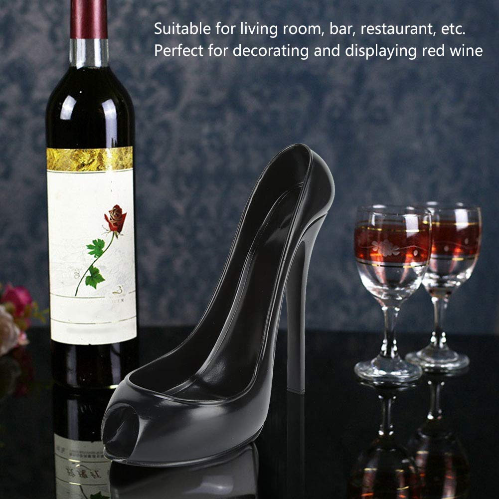 HAOHIZE High Heel Wine Holder, Black High Heel Shaped Wine Bottle Holder Shoe Shape Wine Rack Wine Bottle Holder Display Stand for Wedding Party Home Decor
