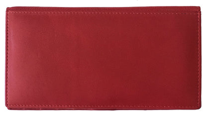 123 Cheap Checks Red RFID Leather Checkbook Cover With Credit Card Slots and Pen Holder