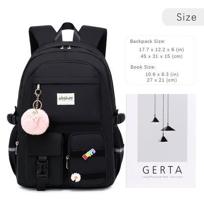 abshoo School Backpack for Girls Bookbag with Lunch Bag Teen Girls School Bag Travel Daypack (Black)