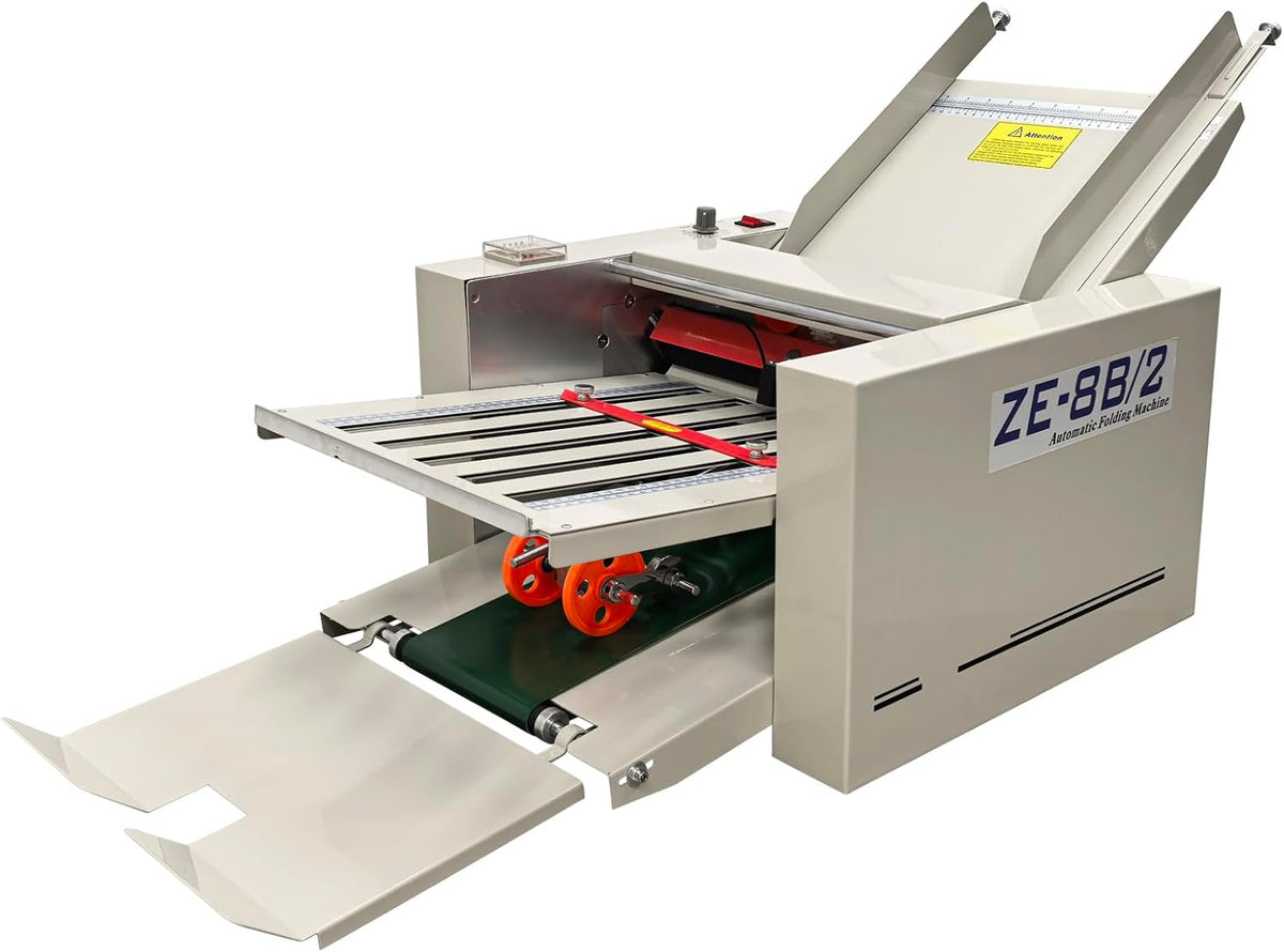 Digital Paper Folder 110V, Automatic Document Folding Machine w/ 2 Trays, Electronic Counter, Adjustable Speed (262ft/min Max), Desktop Paper Folding Machine for Manuals, Docs, Letters