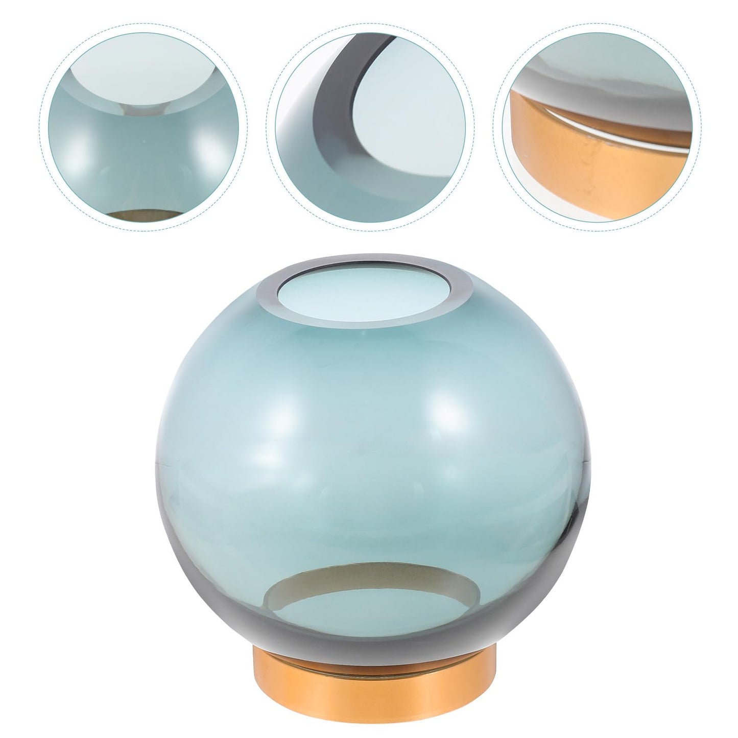 NUOBESTY Glass Vase with Copper Stand, Small Hydroponic Flower Planter for Floral Arrangement and Indoor Home Décor, Round Glass Terrarium Vase