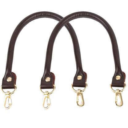AUEAR, 2 Pack Purse Straps Replacement Leather Handbag Handles Dark Brown with Gold Metal Lobster Buckles
