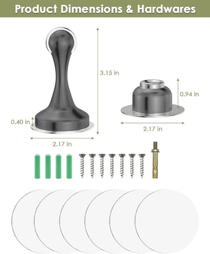 Door Stoppers Magnetic Door Catch, Stainless Steel Magnetic Door Stop 2 Pack, Double-Sided Adhesive Tape, No Drilling, Screws for Stronger Mount, Holder Your Door Open for Wide Doors