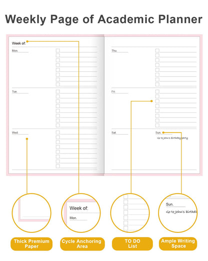 Academic Planner for 2026-2027 or Anytime – 5.8" x 8.5" Undated Weekly Student Planner For Homeschool, High School, College & Nursing Students, 200 Pages, Pink