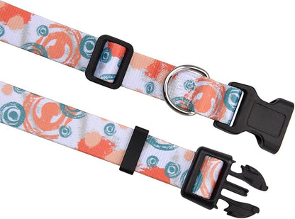 MarukoPet Dog Collar, Adjustable for Small Medium Large Dogs Puppy, Cute Design with Bohemia Floral Tribal Geometric Patterns Boys Girls Dog Collar(Orange Watercolor-XS)