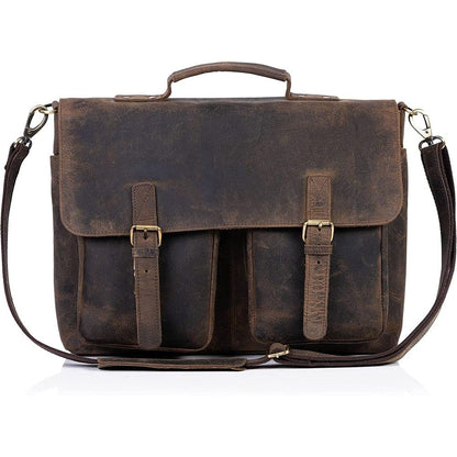 KomalC 16 Inch Leather briefcase Laptop Messenger Bags for Men and Women Best Office Satchel Bag