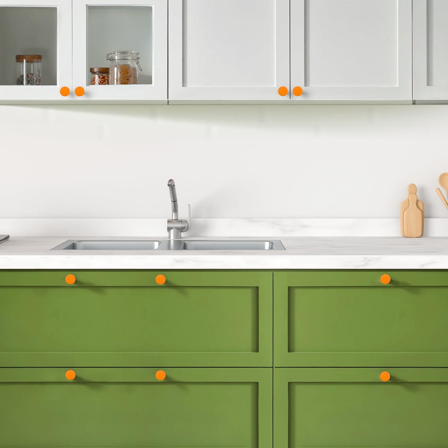 Ravinte 3 Pack Cabinet Knobs Orange Kitchen Cabinet Knobs Round Dresser Drawer Pulls Closet Door Pulls 1-1/5 Inch
