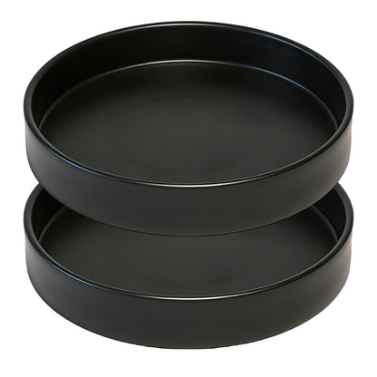 Afrine 2 Pack 8 inch Plant Saucer Drip Tray, Heavy Sturdy Plastic Planter Flower Pot Drainage Tray Plate Saucers for Indoor Outdoor Garden, Plant Water Drip Trays for pots Base (8", Black)