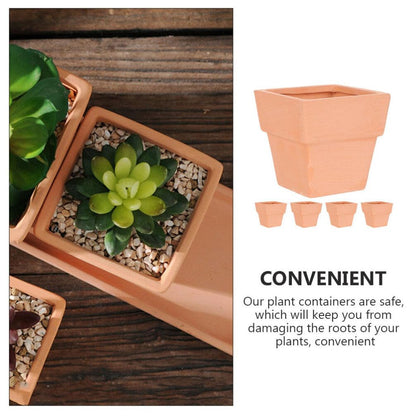 GANAZONO 5pcs Small Terracotta Pots Square Clay Pots Ceramic Flower with Drainage Holes Cactus Nursery Planter Succulent Terracotta Plant for Outdoor Indoor