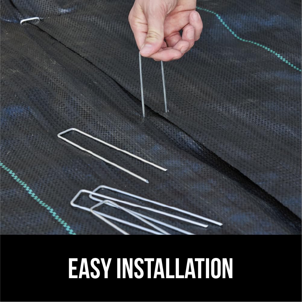 GORILLA GRIP Premium Landscape Staples 50 Pack 6 Inch, Heavy Duty 11 Gauge Galvanized Steel Garden Stakes, Sharp Rust Resistant Landscaping Pins, Lawn Anchors for Weed Barrier Fabric, Sod, Irrigation