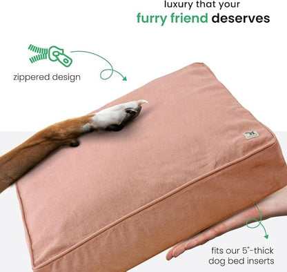 Molly Mutt Kyoto Dog Bed Duvet Cover, GOTS-Certified 100% Organic Cotton Canvas Cover for Dog, Puppy, or Cat Bed, Durable, Washable, and Free of Harmful Chemicals, Small, 22"x27"x5", Dusty Pink