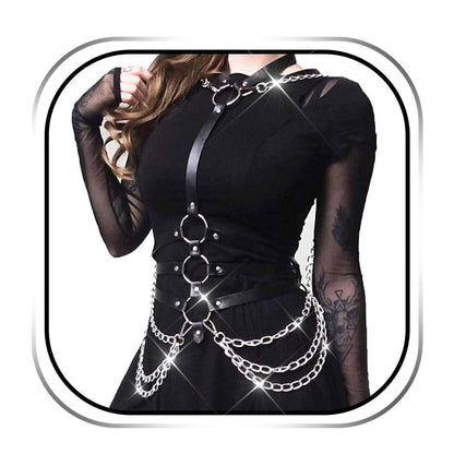 Kesvb Goth Harness Black Chest Chain Leather Harness for Women