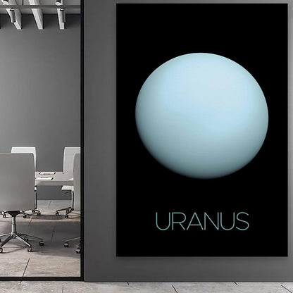 Solar System Planets Canvas Wall Art - Uranus Planet Space Poster for Kids Room Bedroom Classroom, STEM Educational Astronomy Decor, Science Gift for Boys Girls, 12x18 Inch Framed