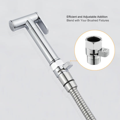 Chrome Water Flow Control Valve, G1/2" Shower Head Flow Control Valve, Brass Shut Off Valve for Handheld Shower, Water Pressure Regulator Replacement for Shower System