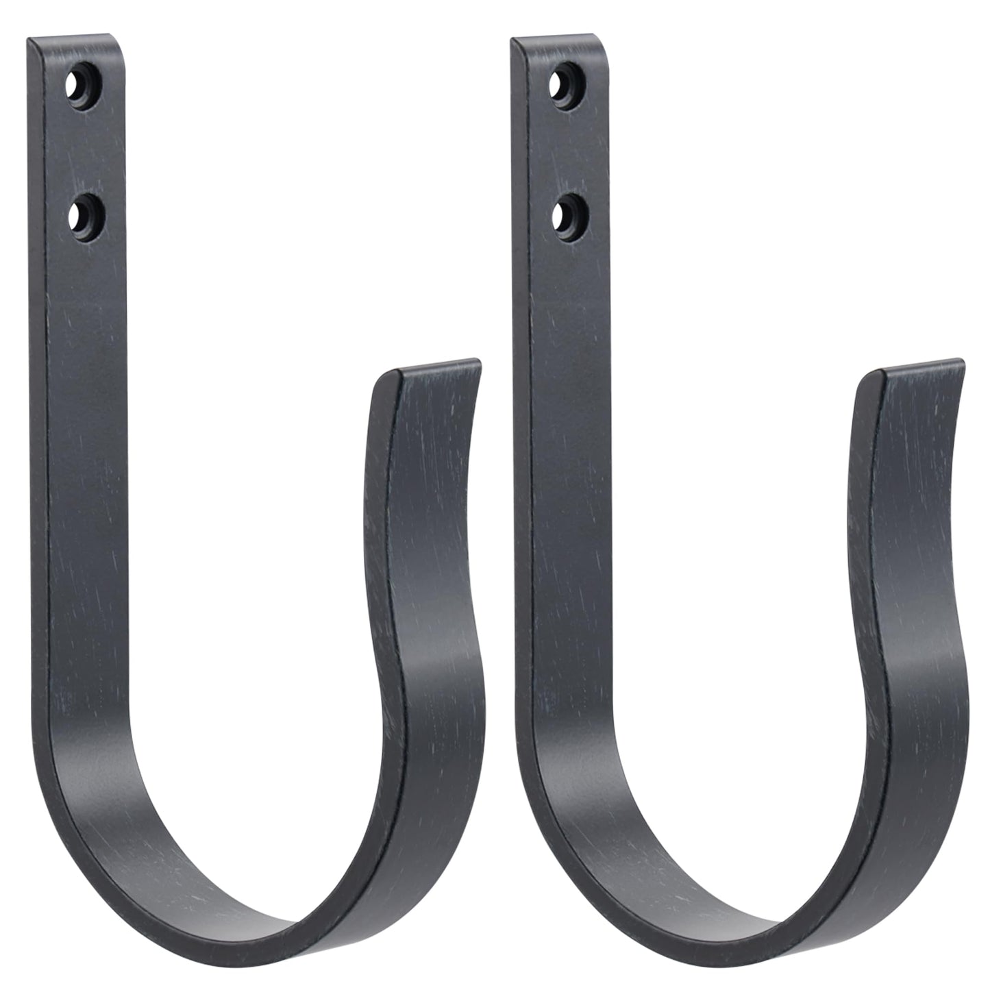 Mayrhyme Black Wood Grain Curtain Holdbacks,Solid Aluminum Wall Mounted Curtain Tiebacks & Hooks,U Shape Curtain Holders,Elegant Curtain Pull Backs for Drapes, Curtains(2 Pack)