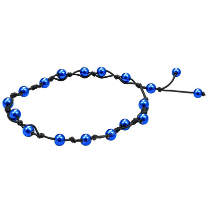 Amazing Gemstone Blue Hematite Anklet Ankle Bracelets for Women - Waterproof Beaded Healing Crystal Anklets, Plus Size Chakra Gemstone Bead Anklet (Stretchy Adjustable - Hand Knotted)