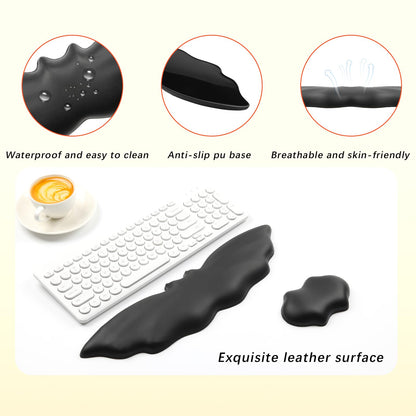 Tscuite Keyboard Wrist Rest - Soft Leather Halloween Bat Wrist Pad for Mouse Wrist Rest with Non-Slip Base, Wrist Pad for Keyboard,Arm Rest for Desk Computer Laptop Mac Gaming Office Black